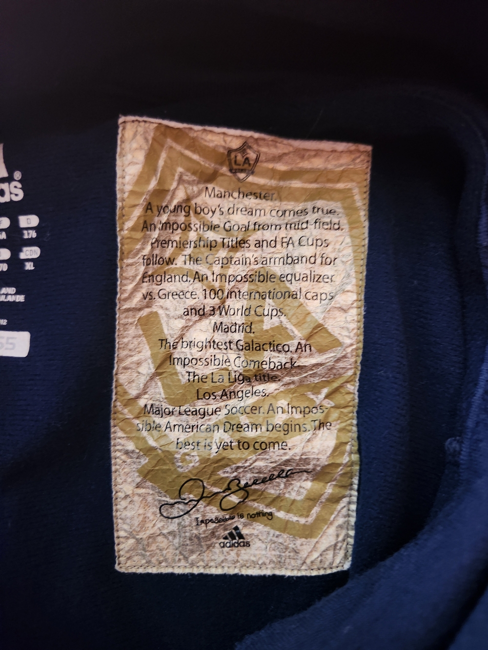 Rare David Beckhman Adidas LA Galaxy Navy Hooded Pullover - Picture 11 of 16